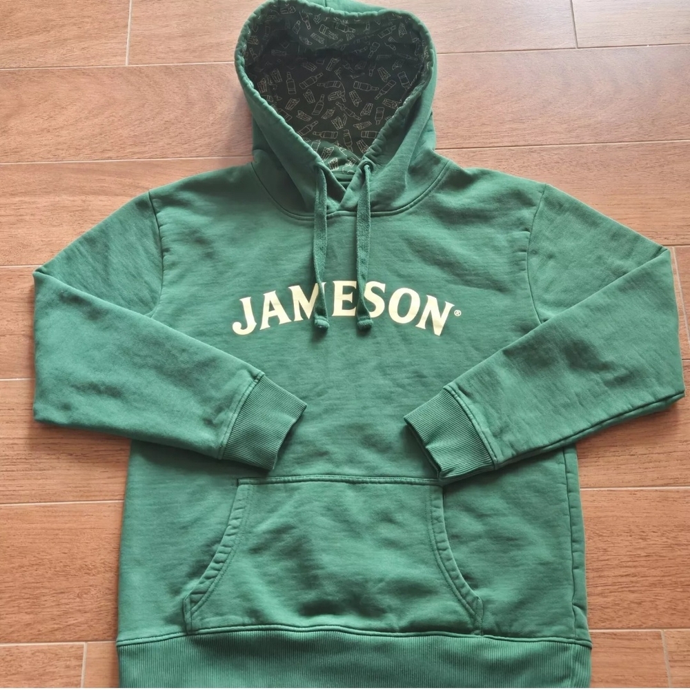 Jameson Irish Whiskey Hoodie Sweatshirt Mens Size Medium Pullover Green EUC